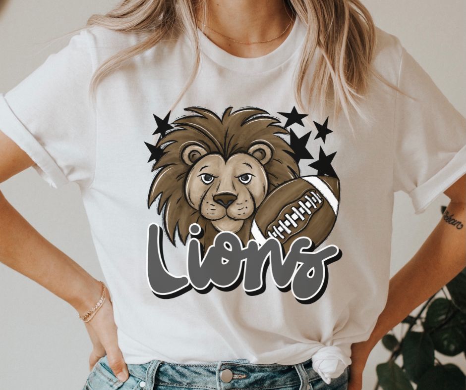 Lions Mascot (stars - gray) - DTF