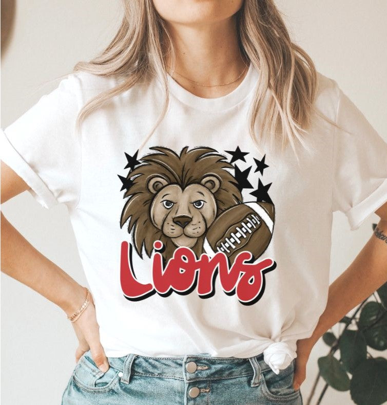 Lions Mascot (stars - red) - DTF