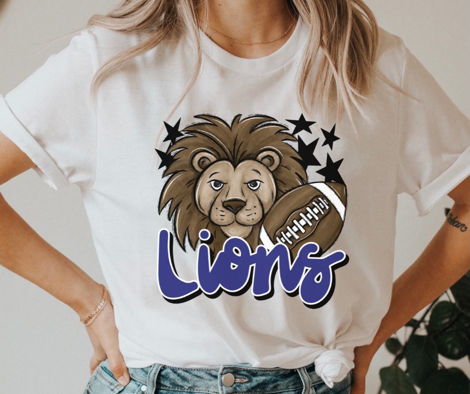 Lions Mascot (stars - royal blue) - DTF