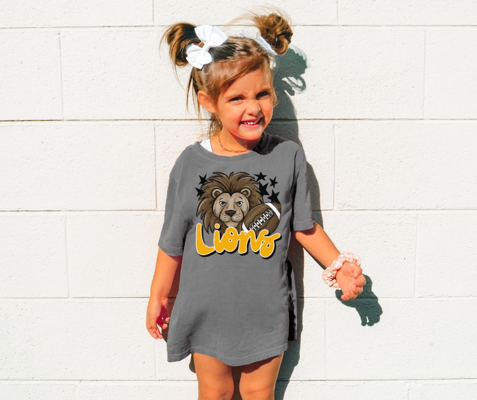 Lions Mascot (stars - yellow gold) - YOUTH - DTF