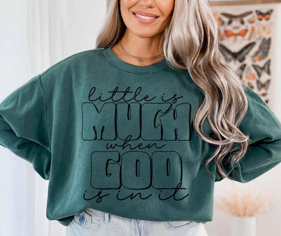 Little is much when God is in it (black) - DTF