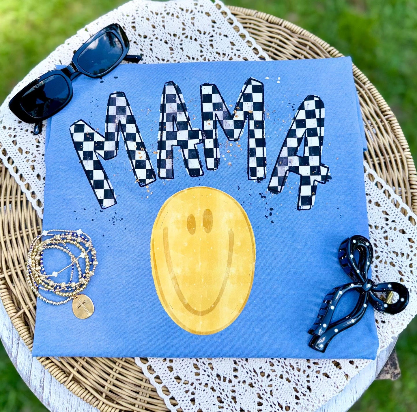 Mama Checkerboard Smiley - DTF