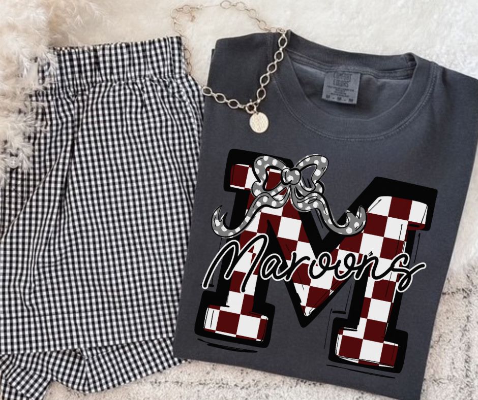 Maroons - Maroon/Gray (Checkered Coquette Mascot) - DTF
