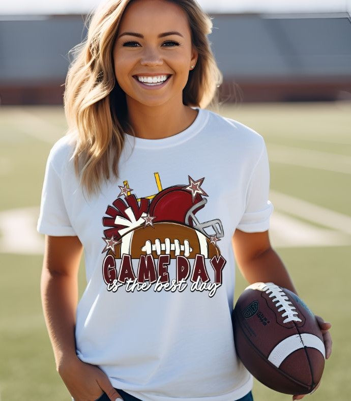 Game Day Best Day Football (Maroon) - DTF