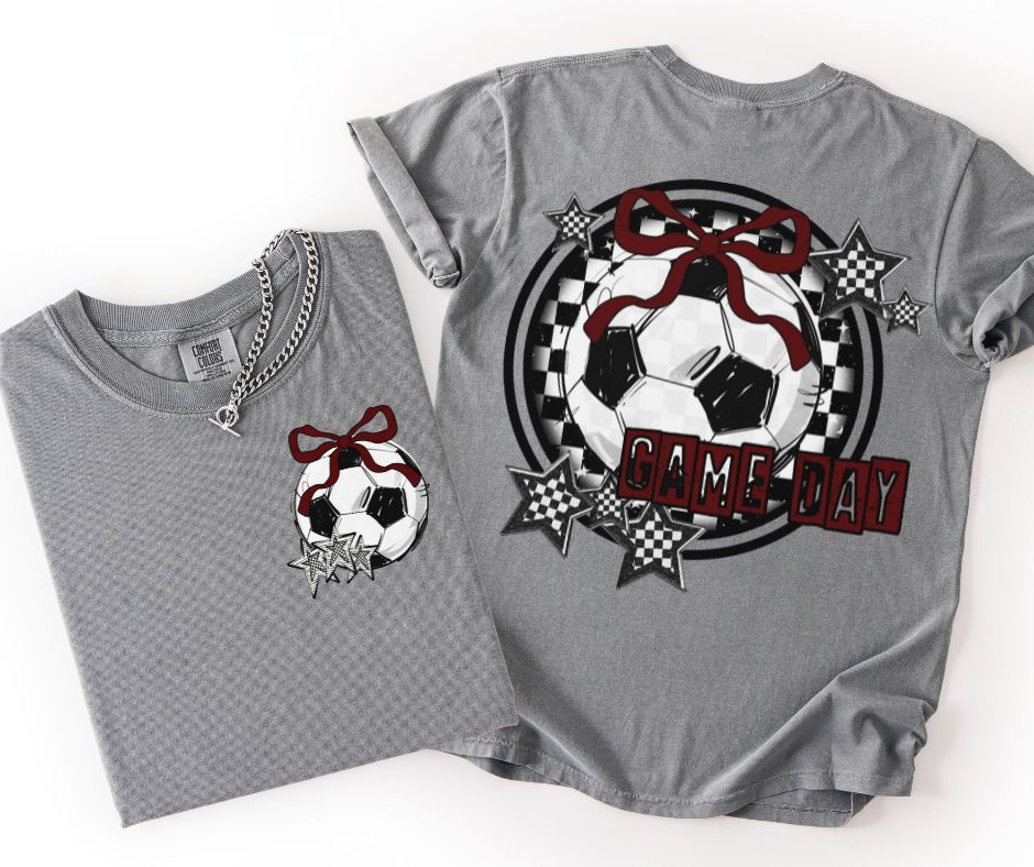 Game Day Soccer Coquette (Maroon 2-in-1 front/back design)- DTF