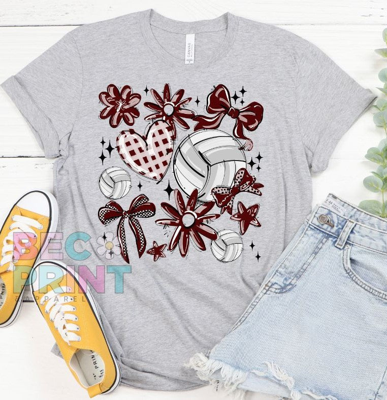 Play Ball Collage - Maroon (Volleyball) - DTF