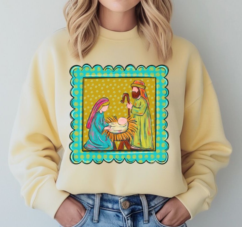 Mary and Joseph Scallop Frame - DTF