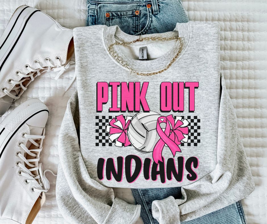 Indians (Pink Out Check Mascots) - DTF