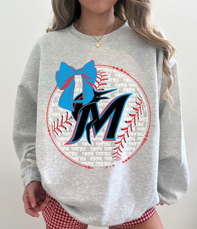 Marlins (Baseball Bow Typography) - DTF