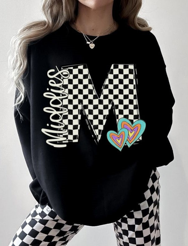 Middies - heart (Retro Checkerboard Mascot) - DTF