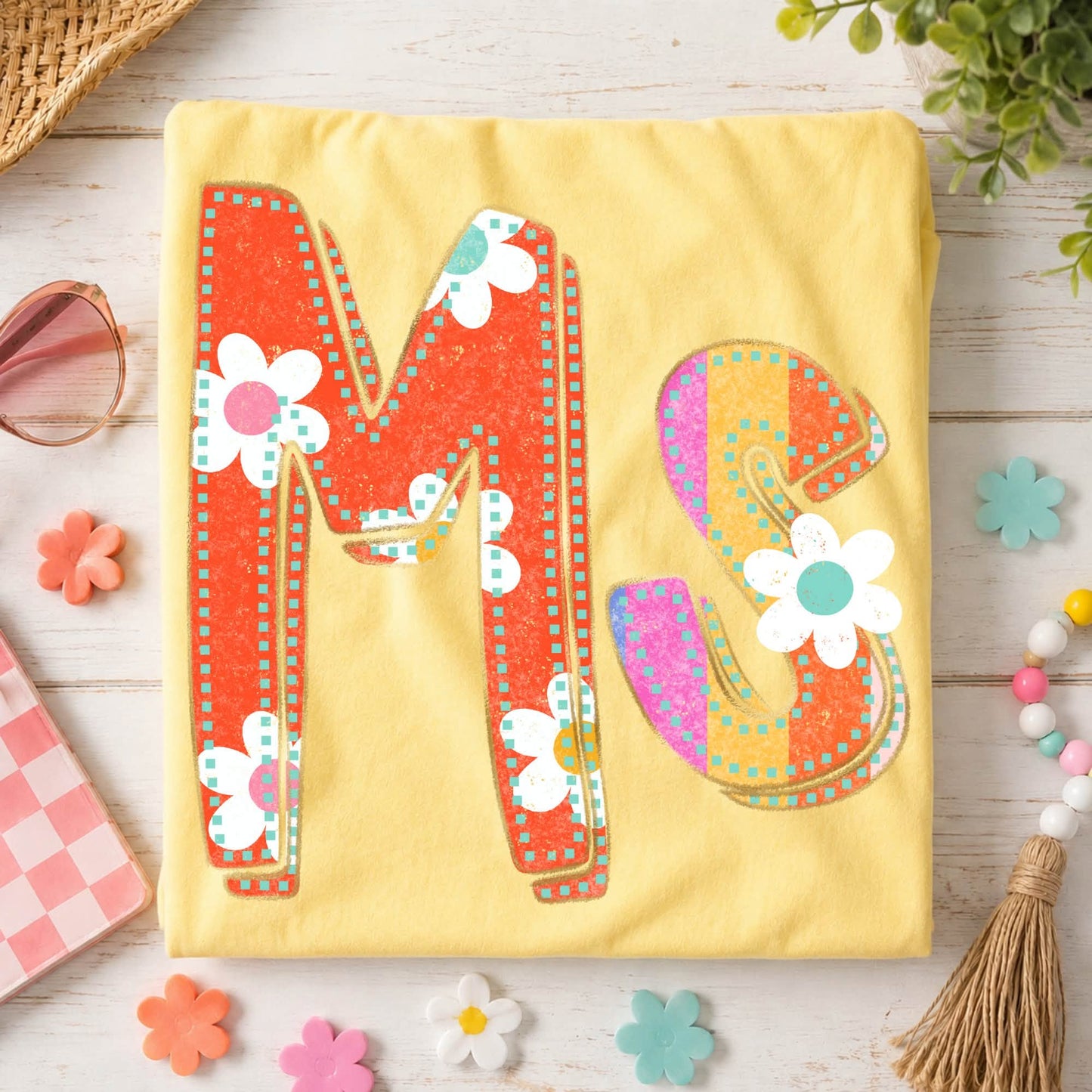 Mississippi (Flower Power Distressed Doodle State) - DTF
