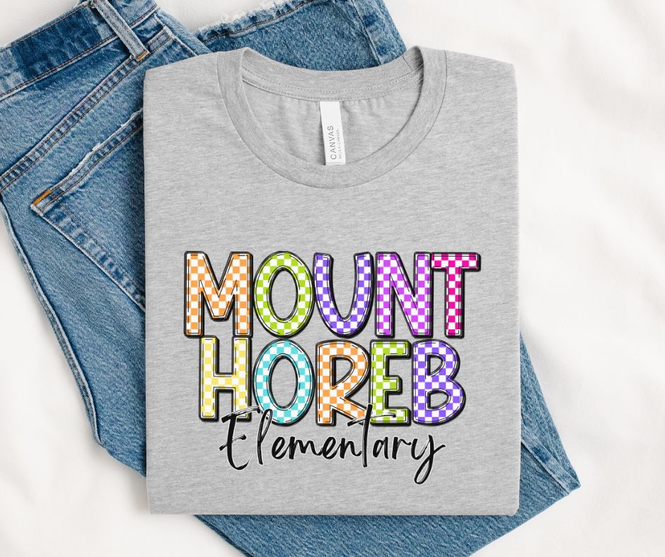 Mount Horeb Elementary (Colorful Checked School Name) - DTF