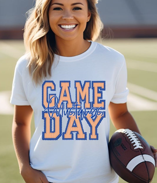 Mustangs - Orange/Royal Blue (Prepster Game Day Mascot) - DTF