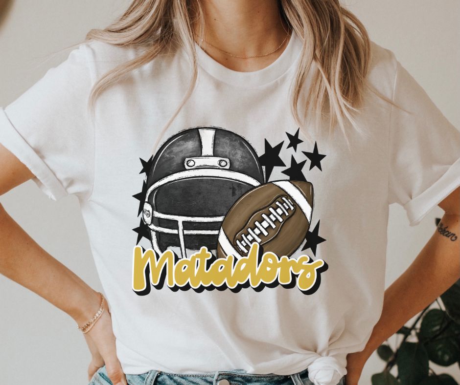 Matadors Mascot (stars - black/gold helmet) - DTF