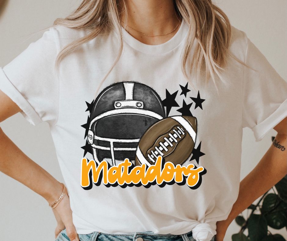 Matadors Mascot (stars - black/yellow gold helmet) - DTF