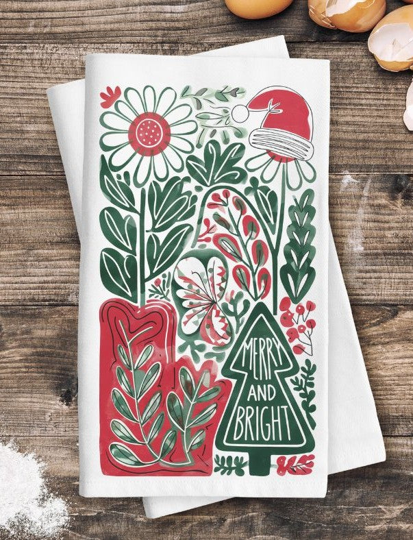 Merry and Bright (Boho Kitchen Tea Towel) - DTF