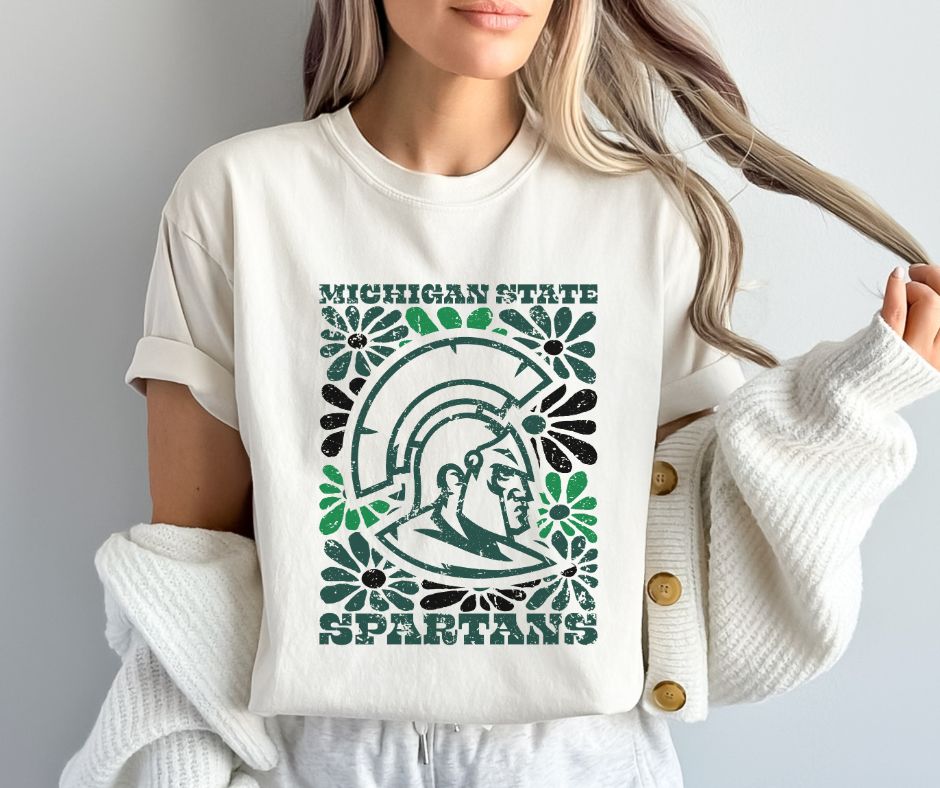 Michigan State (Groovy Floral - College) - DTF