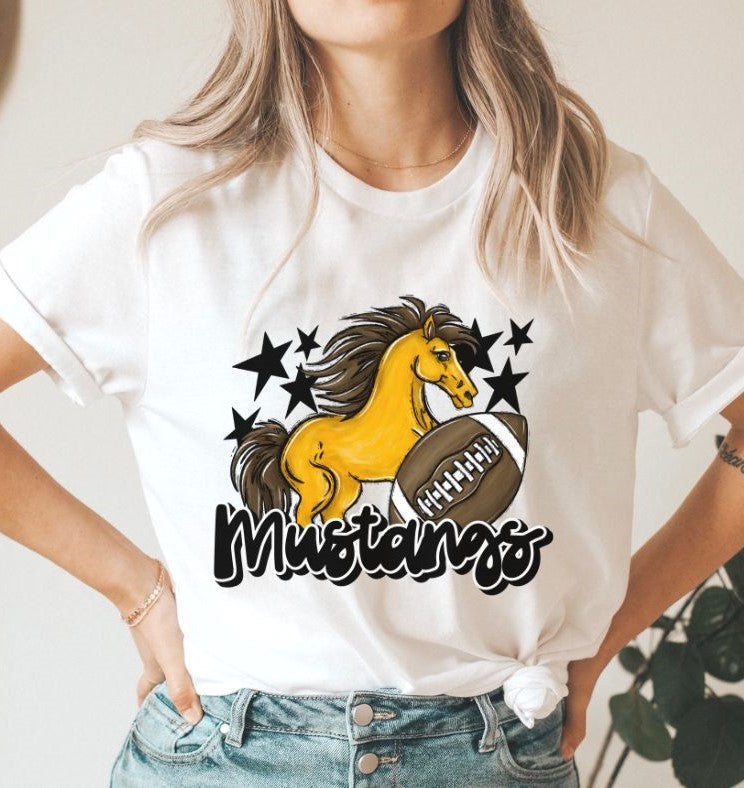 Mustangs Mascot (stars - black) - DTF