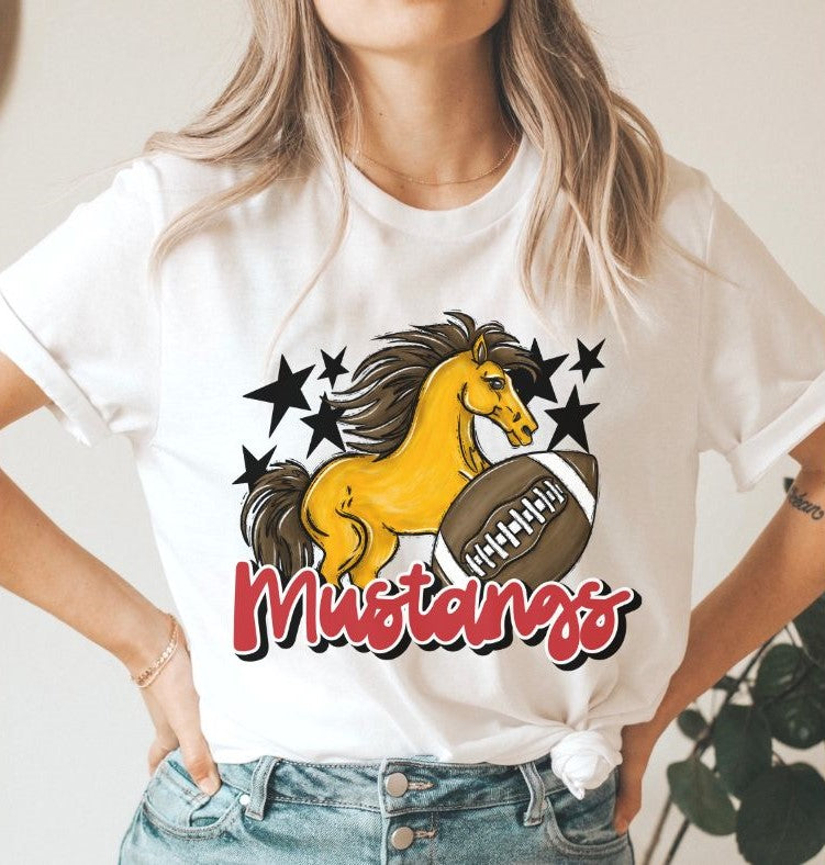 Mustangs Mascot (stars - red) - DTF