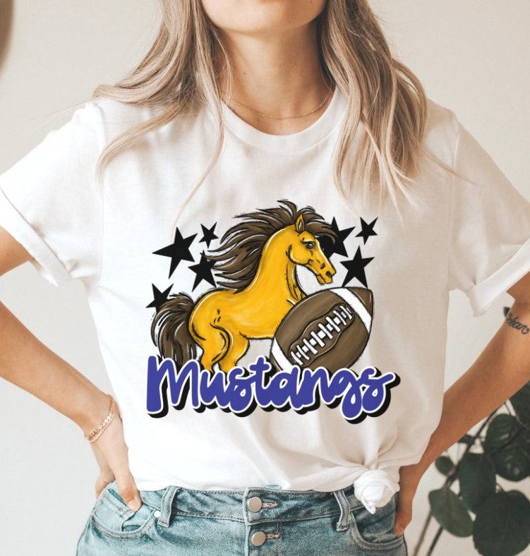 Mustangs Mascot (stars - royal blue) - DTF