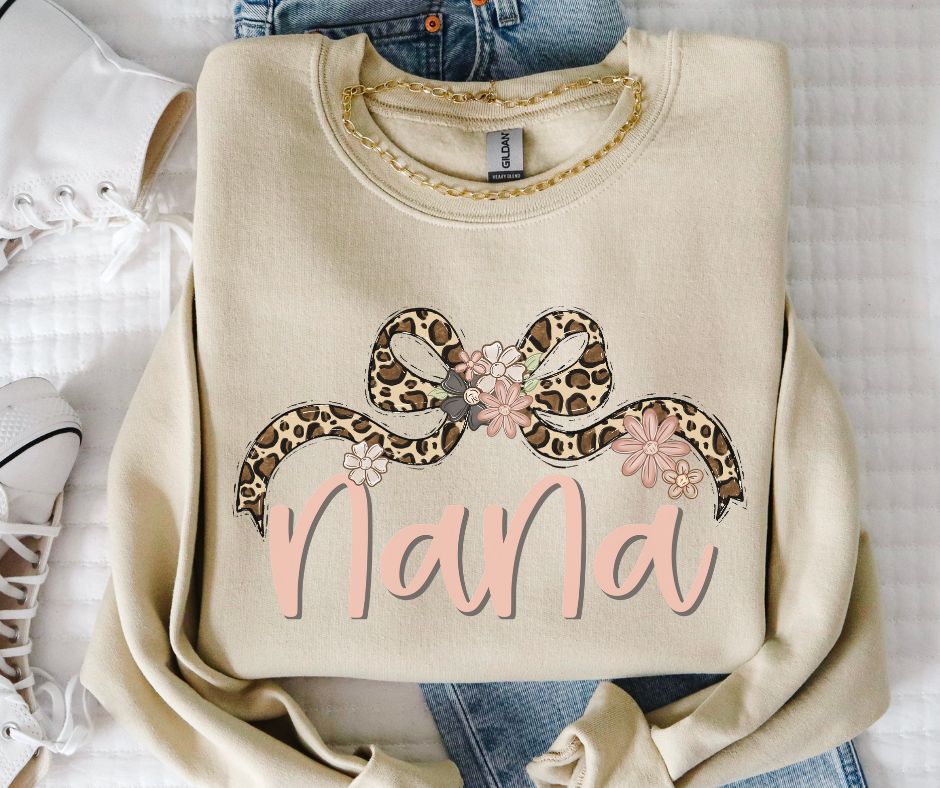 Nana (Leopard Floral Bow) - DTF