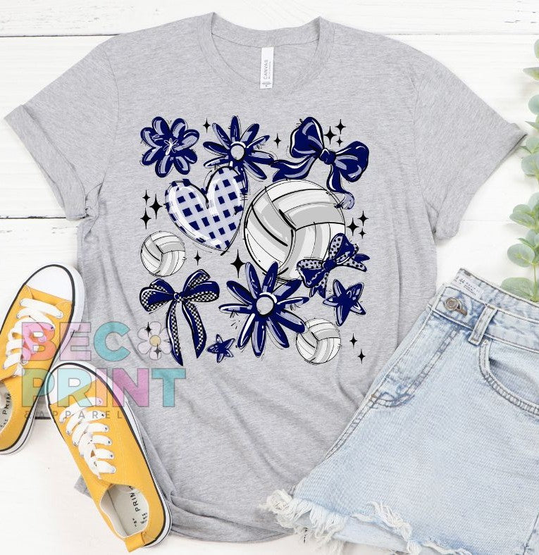 Play Ball Collage - Navy (Volleyball) - DTF