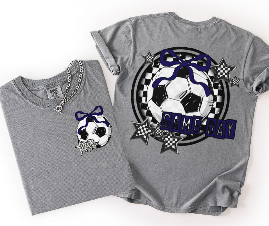 Game Day Soccer Coquette (Navy 2-in-1 front/back design)- DTF