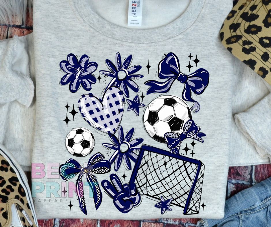 Play Ball Collage - Navy (Soccer) - DTF