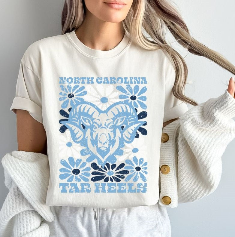 North Carolina (Groovy Floral - College) - DTF