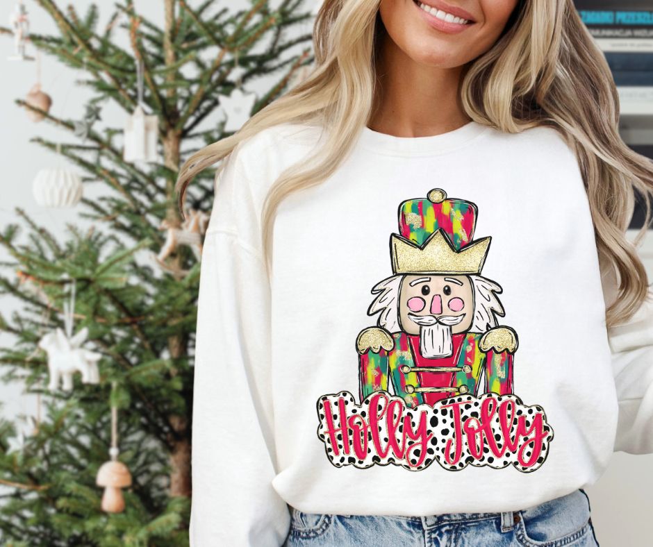 Nutcracker Holly Jolly Brushstroke (Red) - DTF