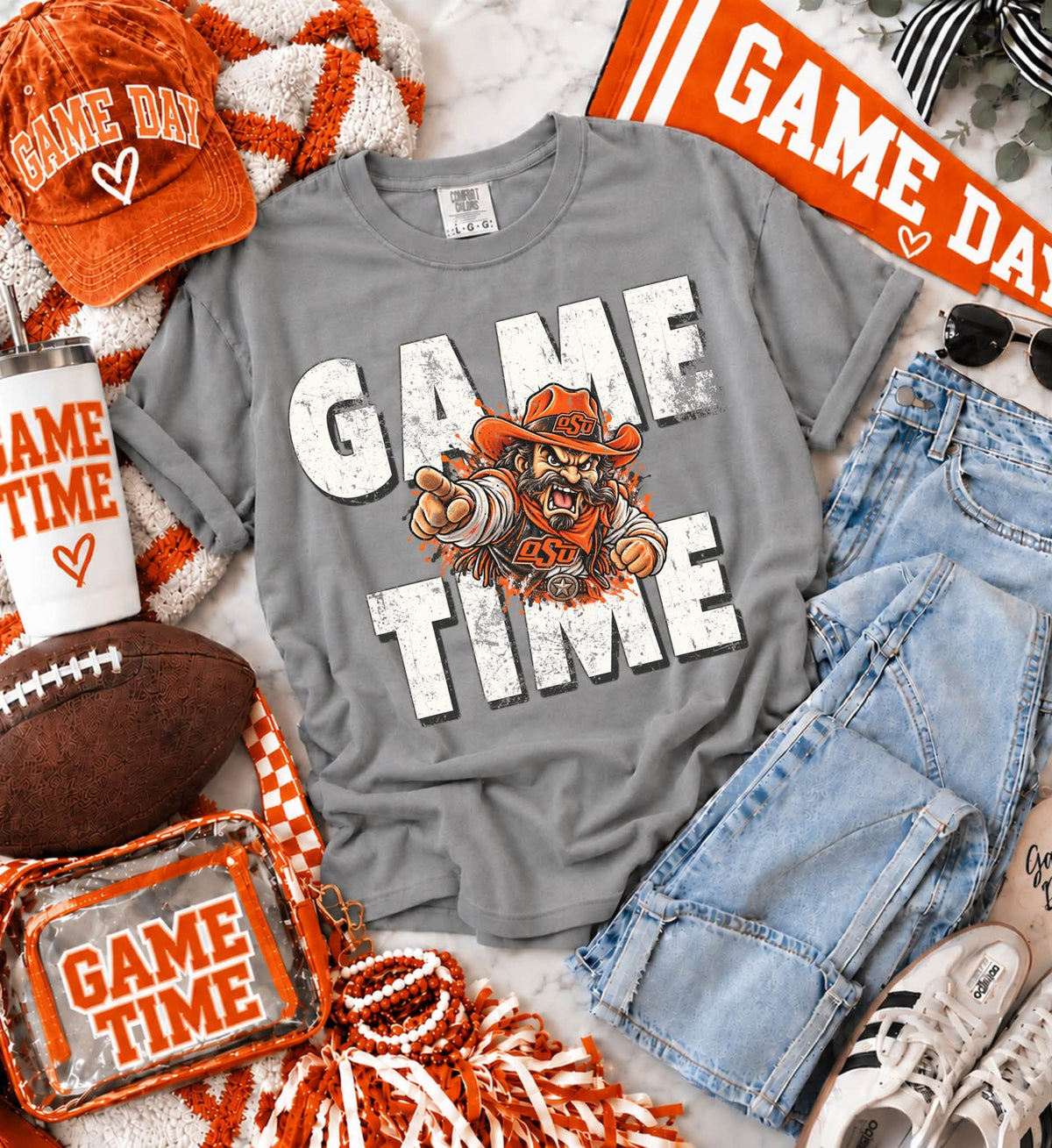 Ok State (Distressed Game Time Mascots) - DTF