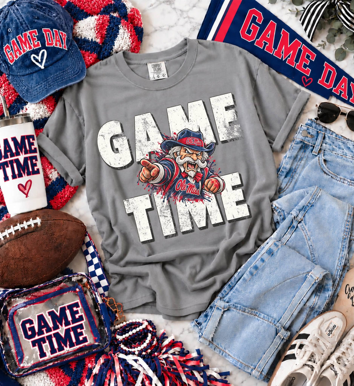 Ole Miss (Distressed Game Time Mascots) - DTF