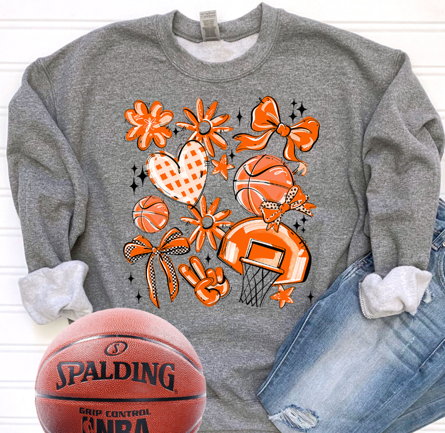 Play Ball Collage - Orange (Basketball) - DTF