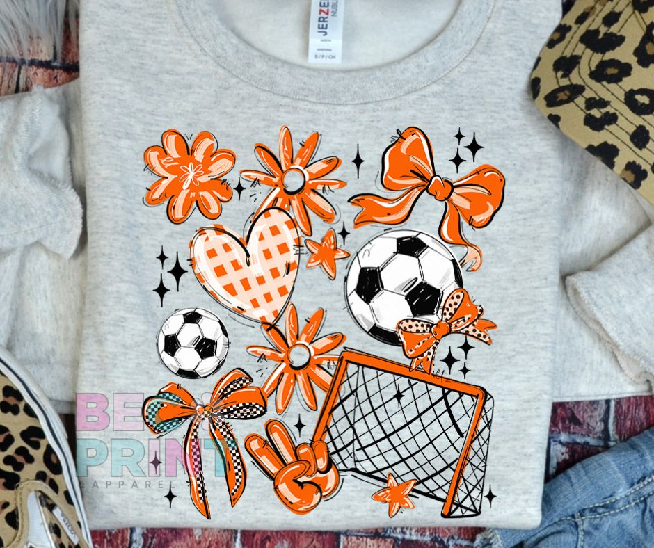 Play Ball Collage - Orange (Soccer) - DTF
