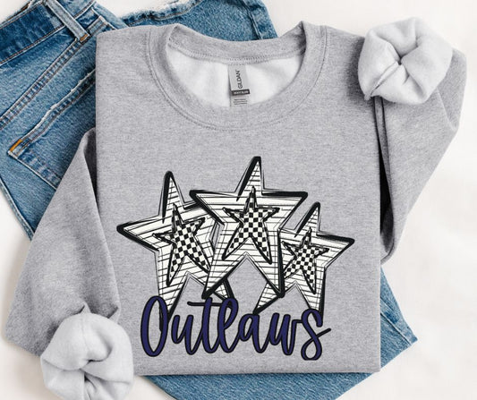 Outlaws - Navy (Stars and Checks) - DTF