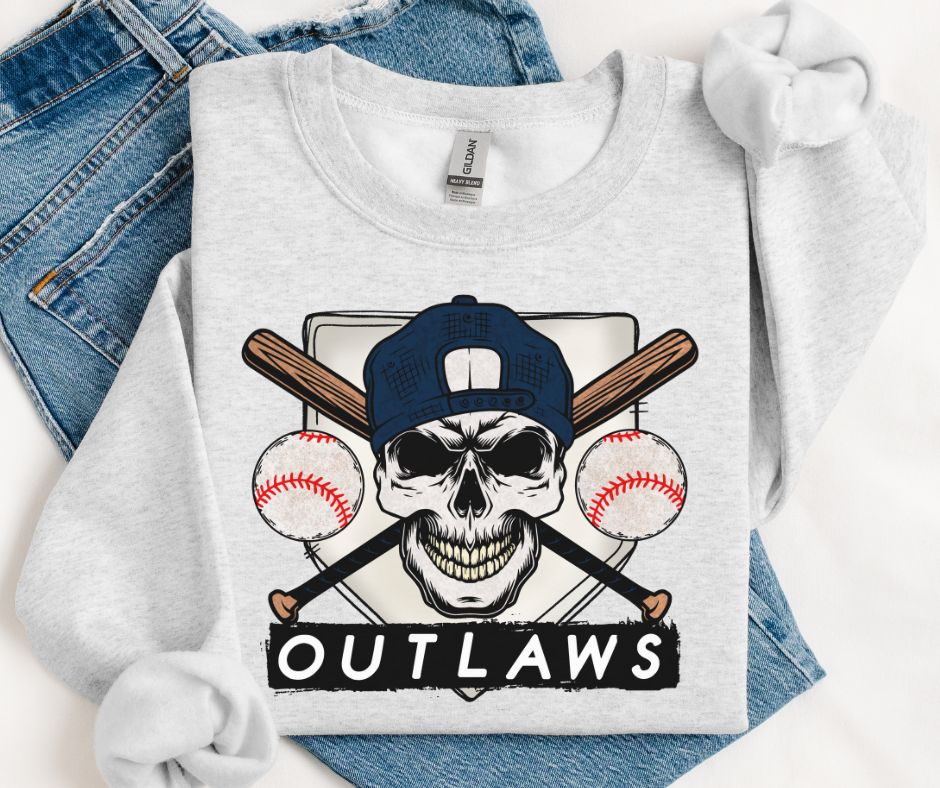 Outlaws - Navy (Baseball Skull Mascot) - DTF