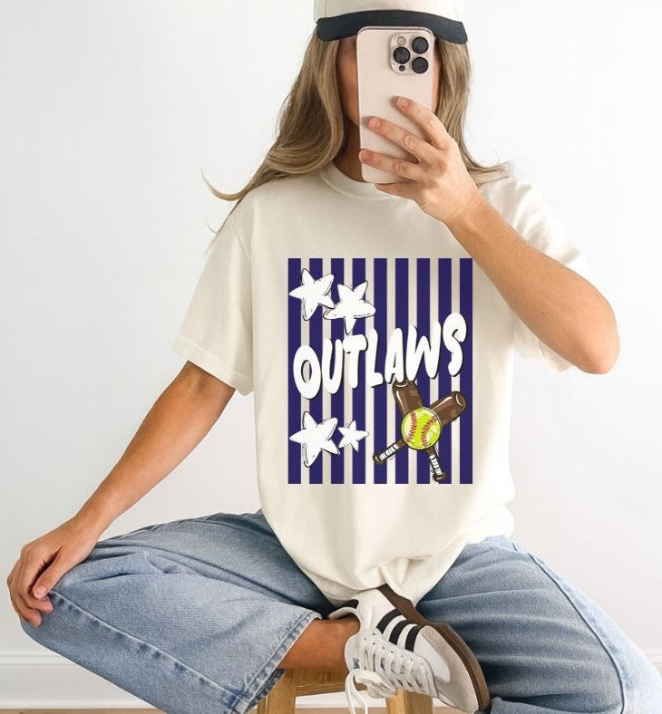 Outlaws - Navy/White/Softball (Stars and Stripes Mascot) - DTF