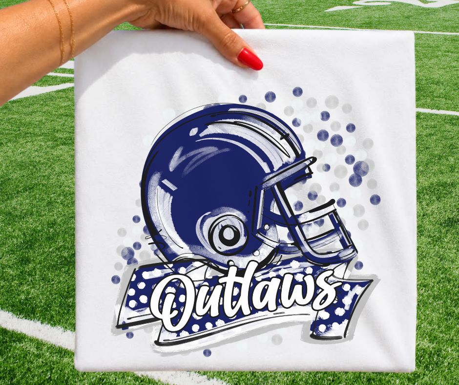 Outlaws - Navy/White (Polka Dot Scrimmage Mascot) - DTF