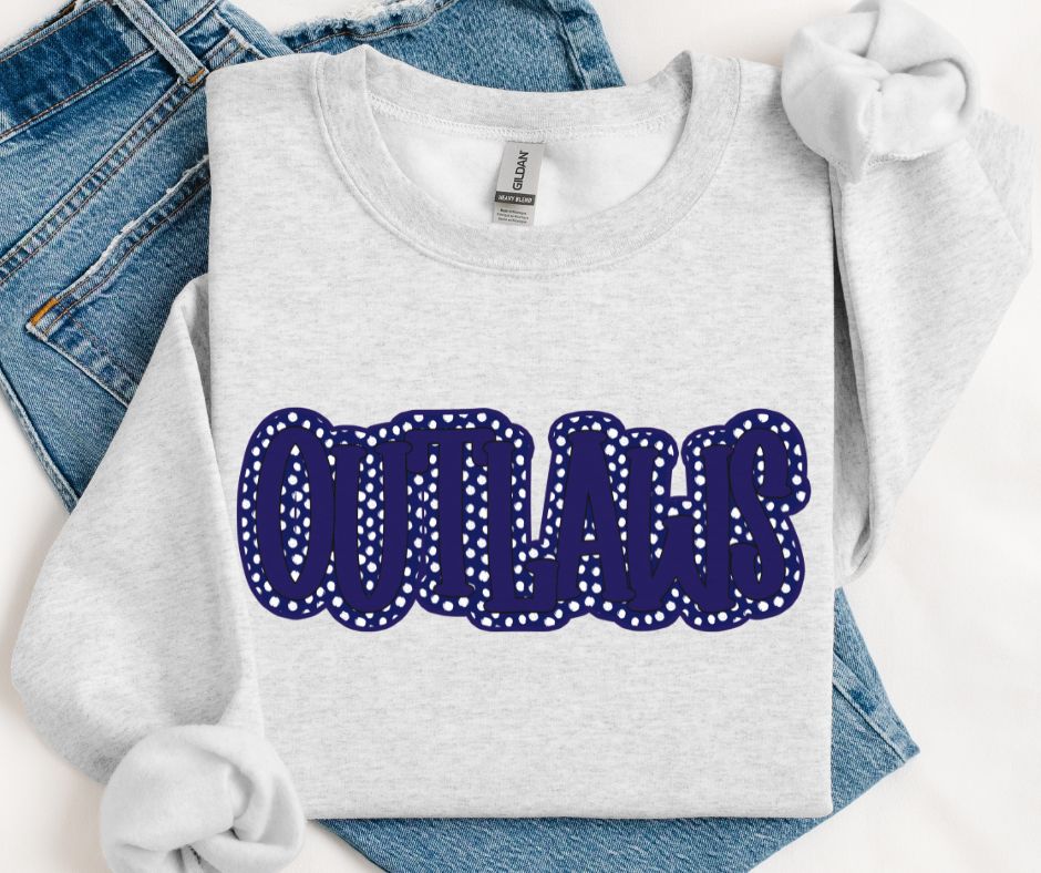 Outlaws - Navy (Polka Dot Stack Mascots) - DTF