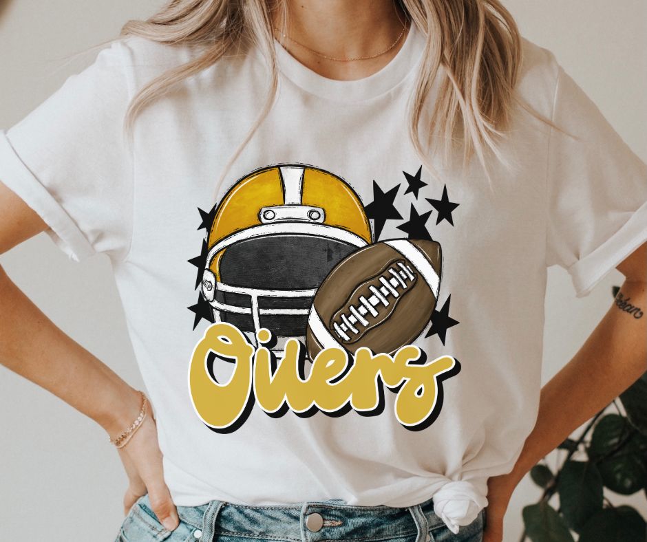 Oilers Mascot (stars - gold helmet) - DTF