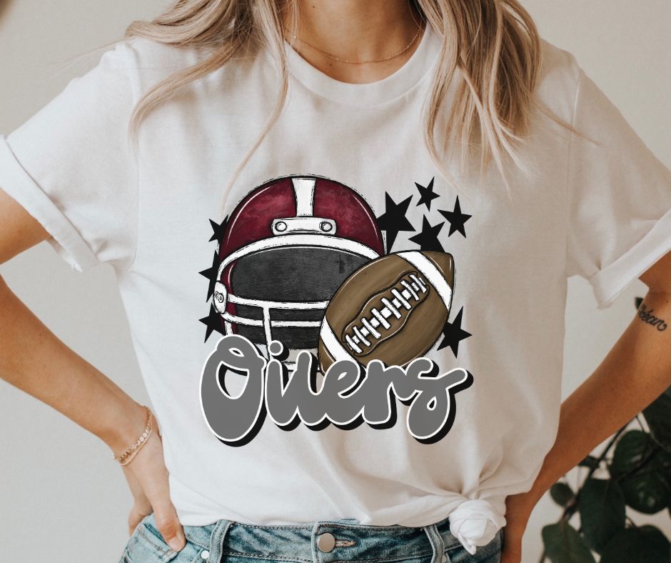 Oilers Mascot (stars - maroon/gray helmet) - DTF