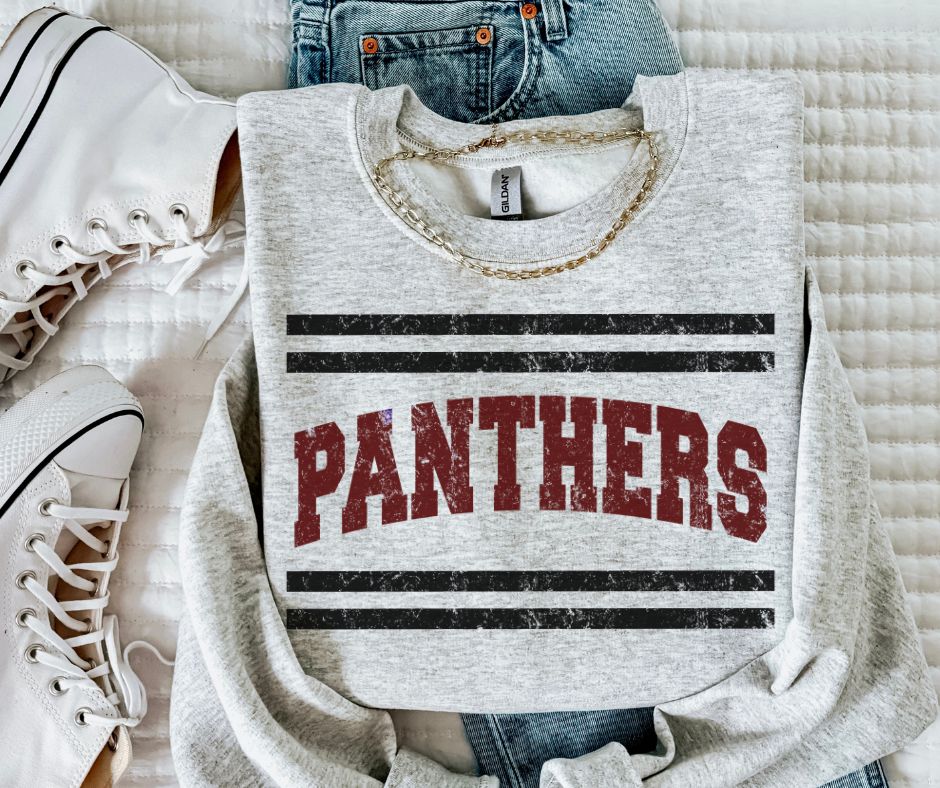 Panthers - Maroon/Black (Mascot Distressed Lines) - DTF