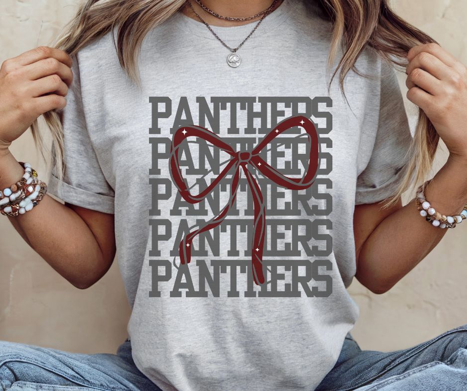 Panthers - Maroon/Gray (Stacked Coquette Bow) - DTF