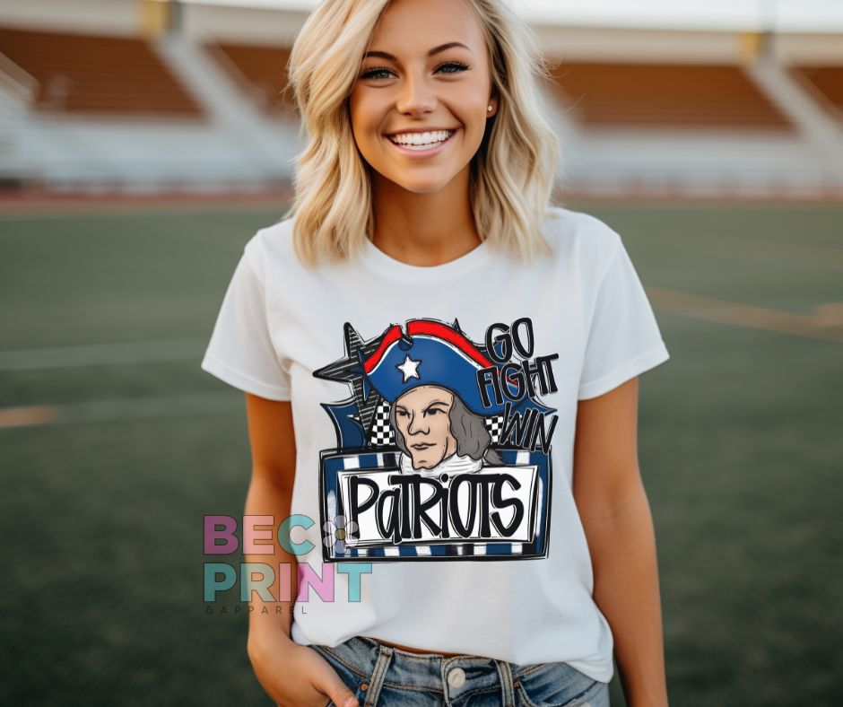 Patriots - Navy (Go Fight Win Star Mascot) - DTF