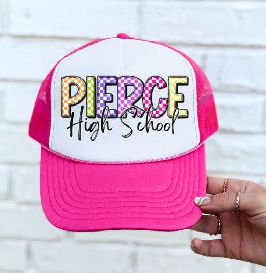 Pierce High School (Colorful Checked School Name) - DTF