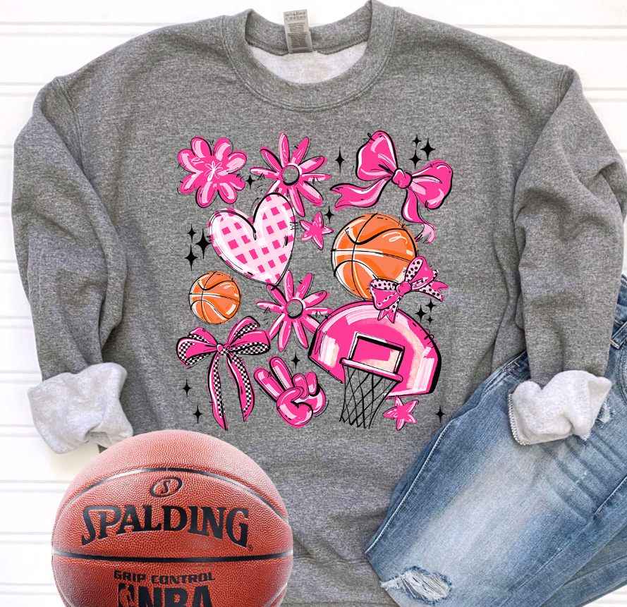Play Ball Collage - Pink (Basketball) - DTF