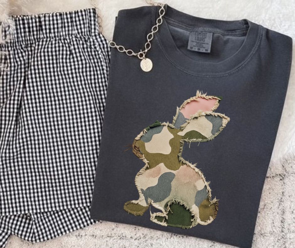 Pink Camo Patchwork Bunny - DTF