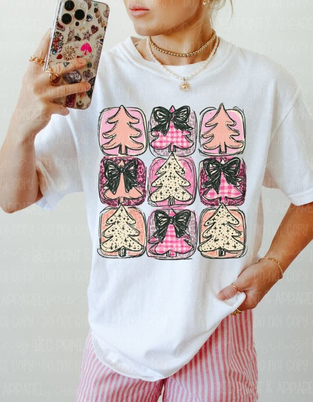 Pink Christmas Tree Collage - DTF