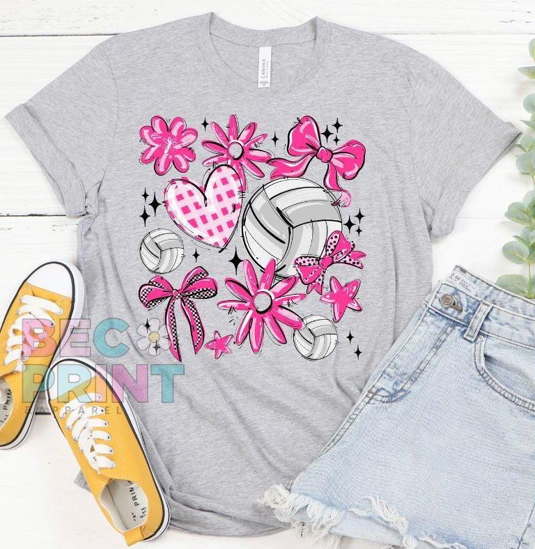 Play Ball Collage - Pink (Volleyball) - DTF