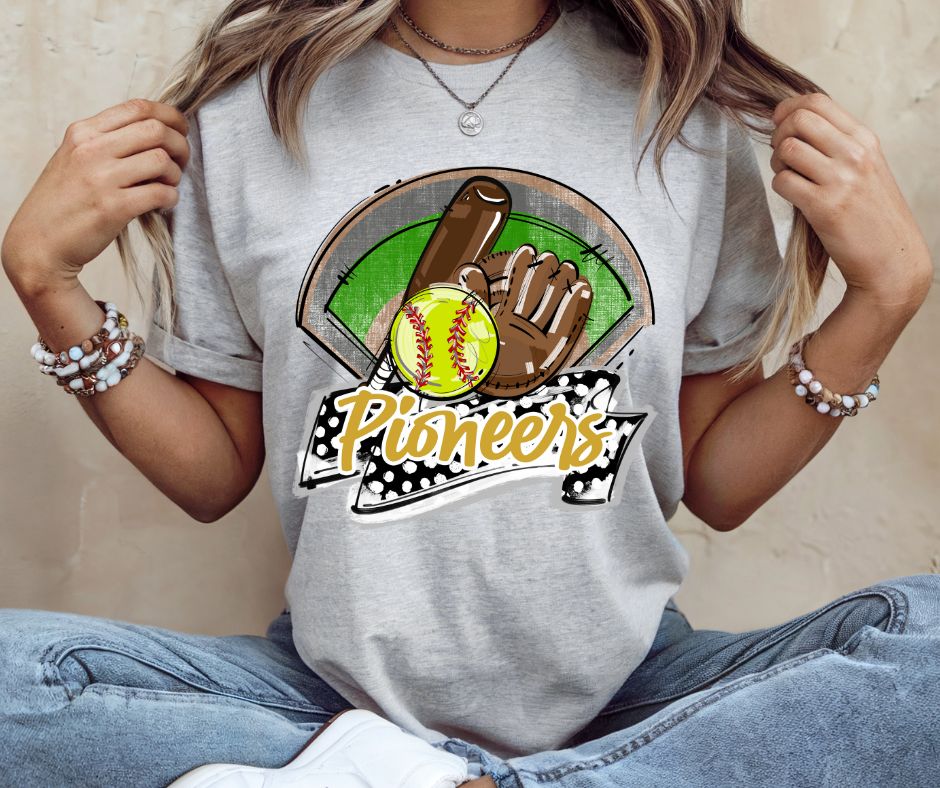 Pioneers - Softball/Vegas Gold/Black (Ballfield Spirit) - DTF